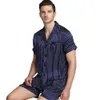 Pyjama court en satin de soie pour homme Pyjama Pyjama Ensemble de vêtements de nuit Loungewear S Plus Gifts LJ201113