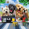 3D Wallpaper Cute Cartoon Lawn Dog Animal Photo Wall Murals Children Kids Bedroom Backdrop Wall Home Decor Papier Peint Enfant