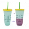 24 Oz Color-Alteração de Cores Cup 5 tipos de copos de mudança de cor, copos de plástico reutilizáveis, copos de mudança de cor, copos de plástico com tampa kfy