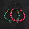 New Design Fashion Couples Crown Bracelets With 8mm Green & Rose Natural Tiger Eye Stone Beads Beaded Bracelet Attractive Jewelry 243Z