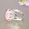 DreamCarnival1989 Large Pink Solitaire Wedding Ring Women Delicate Fine Cut 16x20mm Opal Prong Bridal Treasure Forever WA11954 2204210816
