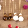 Natural Tiger Eye White Tridacna Stone Round Essential Oil Parfume Bottle Pendant Women Crystal Diffuser Gold Necklace Jewelry12602