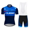 Новый мужской костюм Cube Team для велоспорта с коротким рукавом, велосипедная рубашка, шорты с нагрудником, летняя быстросохнущая велосипедная одежда, спортивная форма Y20042684889
