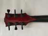 Custom Shop Red Window Burst Top in acero trapuntato Chitarra elettrica Tastiera in ebano Rilegatura rossa Intarsio a blocchi rossi Hardware nero5767518