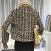 Korean 2020 New spring tweed coat Women Buttons Pockets Tweed Jackets Tassel Plaid Coats Female Autumn short metal jacket QT59