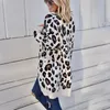 Logami Long Leopard Cardigan Damskie Jesienne Zimowe Swetery Sweters Fashion Women Long Płaszcz 20124