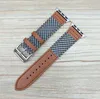 Denim Leopard Check Pasek dla Apple Watch6 5 4 3 Łączenie skórzanego paska 38 40 42 44mm płótno + skórzany pasek