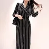 fashion work style women temperament comfortable high quality jumpsuit new arrival elegant OL casual classical striped jumpsuit T200701