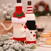 Décorations de Noël Bouteille Champagne rouge à manches tricotée Bouteille de vin Sacs de Noël Décor Fournitures Bouteilles Cartoon Père Noël Bonhomme de neige Couverture 7 2HB G2