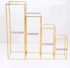 Decorazione per feste Matrimonio in oro 4 pezzi / set Puntelli posizionati geometrici in ferro Piombo stradale T Station Forniture Rettangolo Plinto