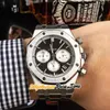 Neue 44 mm Miyota Quarz-Chronograph-Herrenuhr, weißes Zifferblatt, schwarzes Hilfszifferblatt, Stoppuhr, Edelstahlarmband, Stoppuhr, Saphir-Sportuhren, PureTime B16B 1