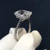 Radiant Cut 3CT Lab Diamond Ring Sterling Sier Bijou zaręczyny Pierścienie dla kobiet Bridal Party Biżuteria