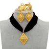 Anniyo DIY Seil äthiopisches Schmuckset Anhänger Halsketten Ohrringe Armreif Ring Goldfarbe Eritrea Habesha Schmucksets 218406 2014054361