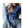 한국 패션 메쉬 여성 블라우스 여자 티셔츠 꽃 사무실 레이디 셔츠와 블라우스 긴 소매 Blusas Largas Plus 크기 XXXL