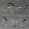 Metal Classic Leopard Series Rimless Optical Reading Frames Marbling Eyeglasses 18K Gold Frame Glasses Men Myopic Cat Eye Round Ey3831211