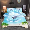 Ocean beach Dolphin scenery 3D bedding set Duvet Covers Pillowcases twin full quenn king comforter bedding sets bed linen 201114