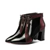 Spring Autumn Patent Leather Thick High Heels Pointed Toe Faux Leather Zipper Style Sexy Ankle Womens Boots Bota Feminina Y200915 GAI GAI GAI