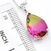 Mix 5PCS Rainbow New Luckyshine 925 sterling Silver Drop Oval Bi-Colored Pink Tourmaline Gemstone Necklaces Pendants For Lady Part253D