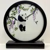 Chinese stijl vintage decoraties voor tafel home decor bureau accessoires zijde handwerk borduurwerk patroon ebony houten frame luxe gift