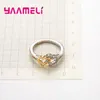 Anelli a grappolo Donne da sposa Vero argento sterling 925 Due cuori Collegare il dito Gioielli in cristallo di zirconi cubici duri per la cerimonia nuziale1