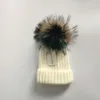 Zjbechahmu hattar vinter äkta päls pompoms 15 cm hatt varma skallies mössor hatt kepsar kvinnor flicka mode färgglad tvättbjörn 2020 new13823988