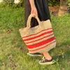 أكياس التسوق عارضة مخطط كبير القش حمل الورق المنسوجة المرأة الكتف حقائب اليد اليدوية الصيف الشاطئ big bali المحافظ 220303
