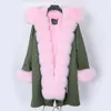 Maomaokong Winter Dames Lange Jas Mode Echt Bontjas Vrouw Parks Hooded Natural Fox Fur Collar Winter Warm Jassen 201217
