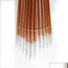 24 pz / lotto forma rotonda capelli in nylon manico in legno set di pennelli strumento per la scuola d'arte acquerello acrilico jllBUB yummy shop278E