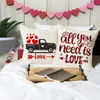 Valentines Day Throw Pillow Covers 18 "Buffalo Check Heart Love Ciężarówki Dekoracyjne poduszki Poszewka na poduszkę Home Decor jk2101xb