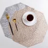 6/4pcs PVC Placemats Octagonal Hollow Waterproof Non Slip Table Mats Heat-insulated Pad Coaster Home Decoration Dinner Placemat Y200328