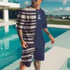 Sportsdräkt Ställ kortärmad 3D-kort Skriv ut Mäns uppsättning T-tröja Mode Manlig Casual Streetwear Fashion Retro Overieze Tracksuits G220224