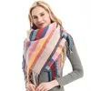 40 Farben Frauen gestreifte Plaid -Schals Grid Quaste Wrap Übergroße Schalen Winterhalshaltergief Gitterquadratdecke Schal DB211