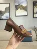 Classic Mid heeled boat shoe Designer Nude shoes leather Thick heel high heels 100% cowhide Tassels Round head Metal Button women Dress shoes Large size 35-42 us4-us11