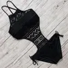 Women039s Swimwear Sexy One Piece Swimsuit Switch Halter Beach Crochet Bikini Bare da bagno 2022 Black Swimming for Women1380613
