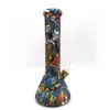 Silicone Bong Cartoon Theme Printing Straight Water Pipes Smoking Bong With Glass Bowl Skull Alien