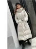 Zimowa damska płaszcz mody mody z kapturem zagęszcza się duża czarna biała biała 201127