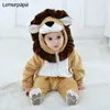 Baby leeuw onesie dier kostuum peuter jongen meisje lange mouw romper grappige schattige warme kleding kind kind 0-3 jaar baby kigurumis 201023