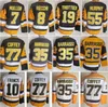 Men Retro Ice Hockey Vintage 19 Bryan Trottier Jersey 8 Mark Recchi 7 Joe Mullen 35 Tom Barrasso 77 Paul Coffey 10 Ron Francis 55 Larry Murphy Black White Yellow QiE