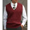 WEPBEL 남성 패션 단색 슬림 맞춤 스웨터 조끼 캐주얼 민소매 V 넥 따뜻한 니트 조끼 가을과 겨울