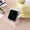 Transparenta färger Watchband Resin Ice Candy Watch Bands Tre pärla vikningsspännen för Iwatch Apple Watch 38 40 42 44mm Tillbehörsrem