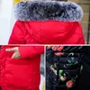 Entrambi i due lati possono essere indossati Giacca invernale donna arrivo con cappuccio in pelliccia Cappotto lungo imbottito femminile Outwear Print Parka 201210