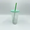 24oz färgbyte konfetti kopp magisk plast dricks tumblers med lock och halm återanvändbar kall kopp sommar öl muggar cca12574 50pcs