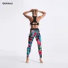 Qickitout Leggings das Mulheres Energéticas Flores da selva com padrão de listra Impresso Legging Alto Cintura Ankle Comprimento Bottom Drop Ship 201203