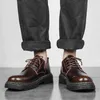 Chaussures habillées nouveaux hommes chaussures confortables formelles à lacets Oxford Gunine cuir caoutchouc peu profond à lacets aucune chaussure 220223