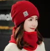 8 색 겨울 비니 모자 스카프 세트 여성 따뜻한 니트 모자 두꺼운 니트 비니를 들어 여성