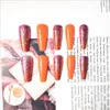 20st / låda Glänsande orange False Nails Long Coffin Full Cover Fingernails Tryck på Konstgjorda tips Nail Art Decorations