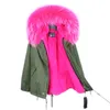 特大のアライグマの毛皮の襟暖かく、取り外し可能な内側ジャケット新しい冬のスタイル