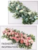 50 / 100cm DIY Mariage Artificielle Rose Fleur Rangée Arrangement Mural Fournitures Fleur Artificielle Rangée Décor De Mariage Arc De Fer Toile De Fond C243I