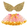 The New Children's Clothes Golden Wings Dot Barn Kjol Girls Tutu Kjol Printed Halloween Tutu Girl's Dress Festival Dress