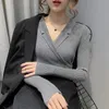 Sweaters Women Autumn Winter Pullovers Jumpers Ladies Sexy Low-cut Pull Femme Plus Size Well Elastic Woman Sweater 201225